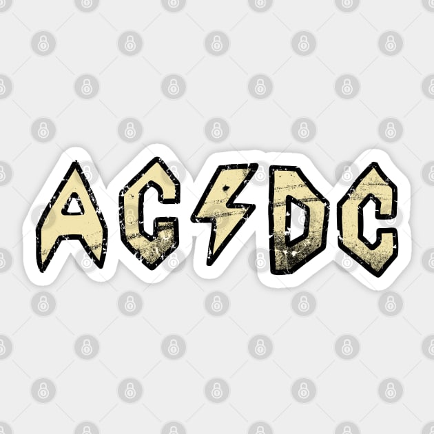 Butt-Head AC/DC Distressed - Cream Sticker by Botak Solid Art